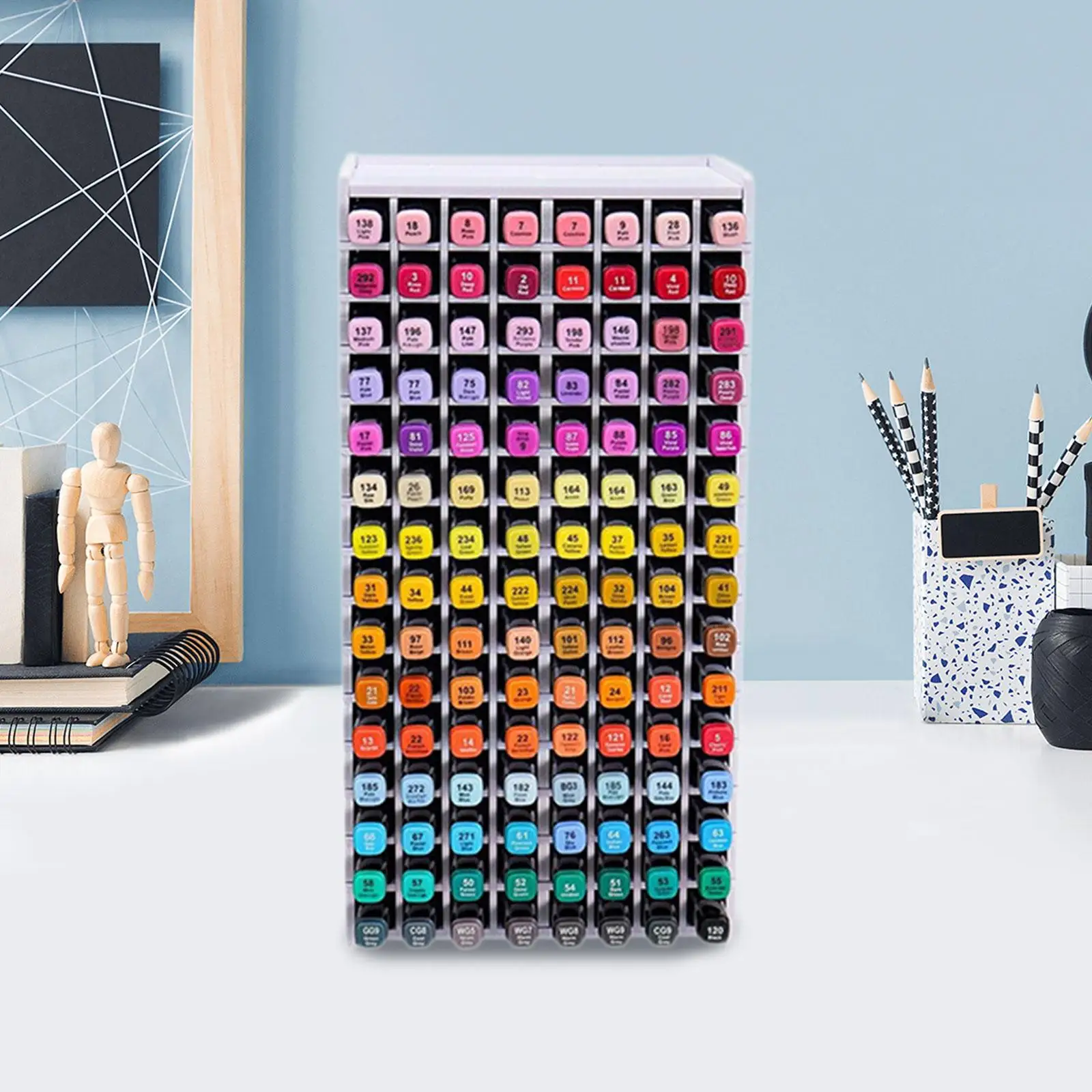 

Art Marker Rack 120 Slots Easy Assembly DIY Craft Pigment Organizer Holder
