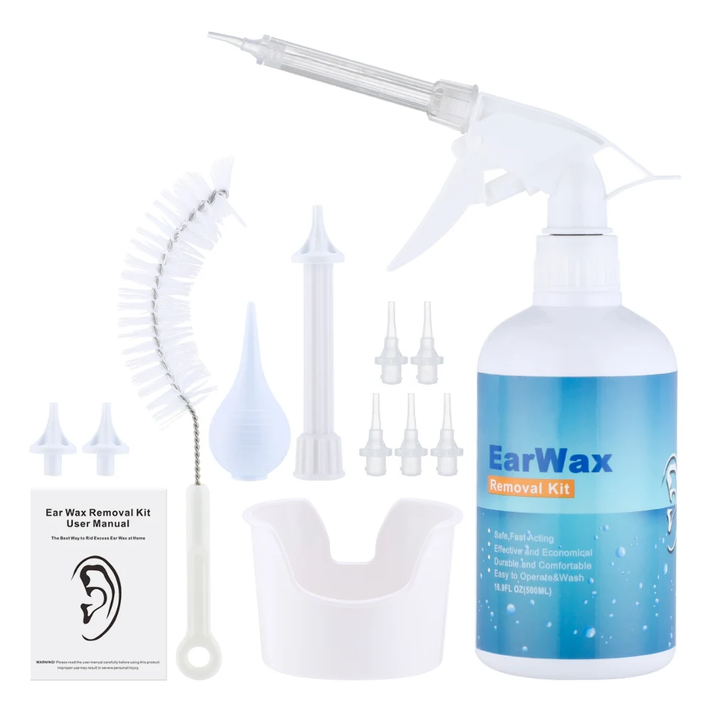 500ml Ear Cleaner Kit for Adults Kids Spiral Ear Wax Remover Water Irrigation Bottle Ear Care Washing Safety Ear Cleaning Tool