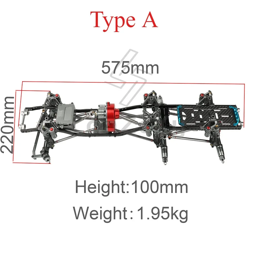 Ulepszone podwozie samochodu RC 6x6 ze stopu metali Pusta rama z 3-osiowymi ogniwami skrzyni biegów DIY do części samochodowych Axial SCX10 1/10 RC