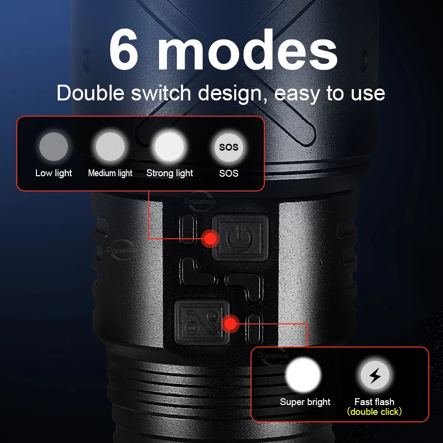 NEWEST 980000000LM Ultra Bright LED Flashlights Long Shot 6000M Most Powerful Torch Light Portable Lamp Outdoor Camping Lantern - view 2