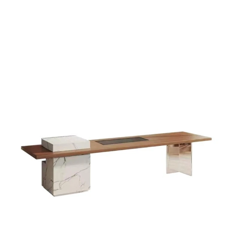 

Solid wood large board tea table and chair combination tea table integrated living room household solid wood tea table