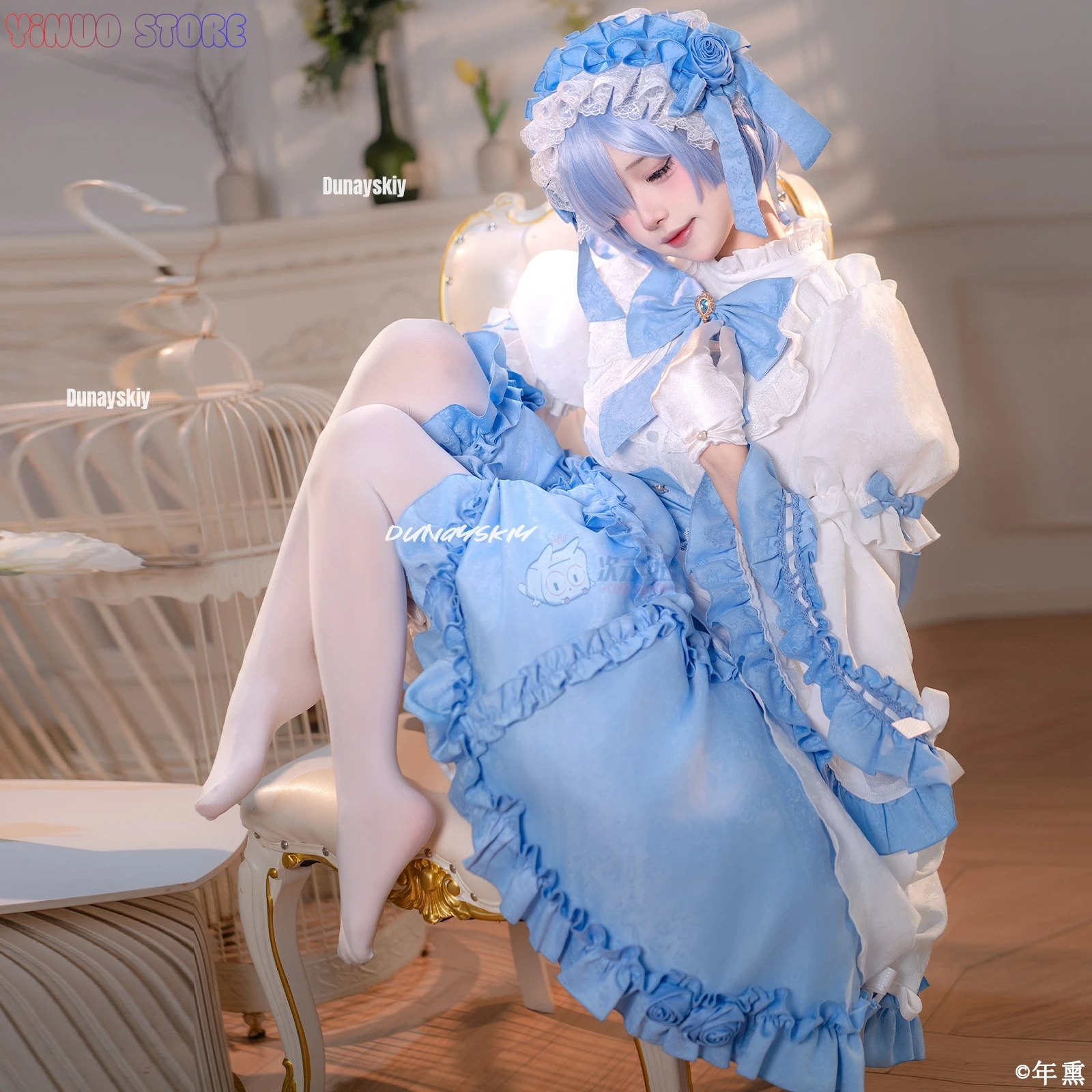 ريم كوسبلاي أنيمي إعادة: زيرو زي حلو أنيق على الطراز القوطي فستان رسمي مجموعة كاملة من ملابس لعب الأدوار لحفلات الهالوين