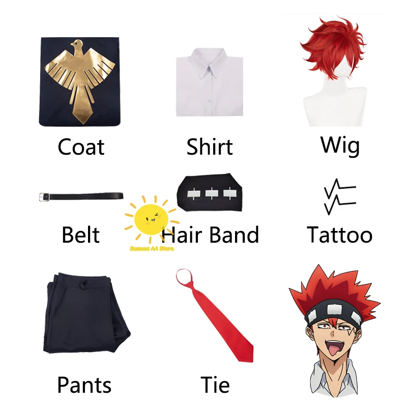 วิกผมเครื่องแบบนักเรียนอะนิเมะปาเป้าสำหรับผู้ชายผู้ใหญ่, ชุดคอสเพลย์ผู้หญิงปาเป้าปิ่นปักผมคอสเพลย์ mashle Magic and muscle DART Barrett