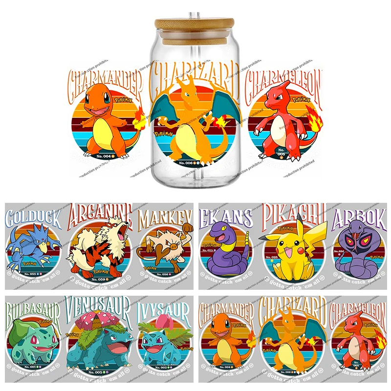 

UV DTF 3D Pikachu Sticker New Cartoon Lovely Pokemon 16oz Libbey Cup Popular Coffee Mug Car Transfer Wrap DIY Decals
