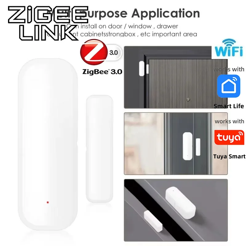 

Датчик открытия дверей/окон Tuya Zigbee 3.0/Wi-Fi, сигнализация, удаленный мониторинг через приложение, умный дом, совместимость с Alexa и Google
