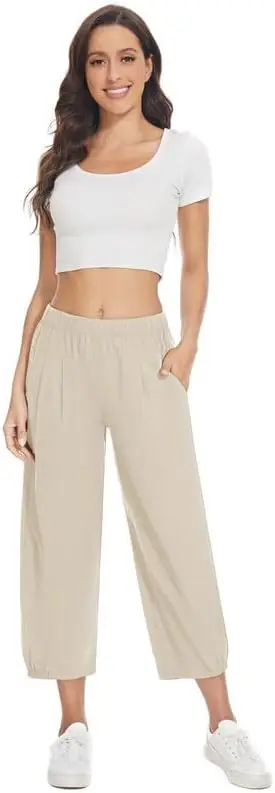 سراويل اليوغا النسائية فضفاضة وناعمة للتمرين، جيوب السراويل غير الرسمية #5