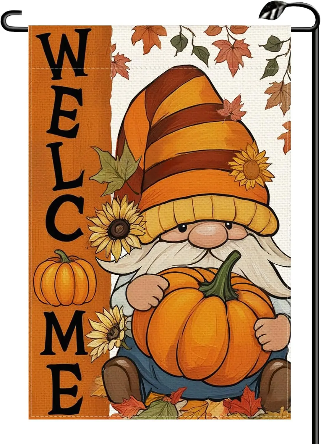 Welcome Fall Gnome Garden Flag 12x18 Inch Vertical Double Sided Autumn Thanksgiving Pumpkin Maple Leaves Small Flags Farmhou PPZ