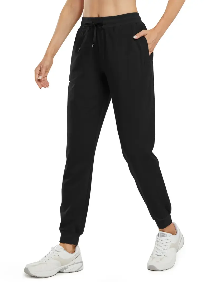 

Solid Sweatpants, Cotton Blends Casual Drawstring Lightweight Jogger, Women's Clothing