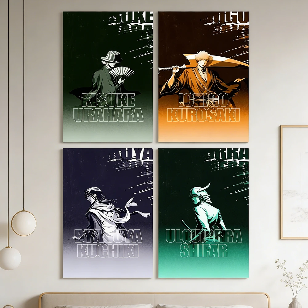 Pósteres de Bleach Anime en Lienzo: Kisuke Urahara, Ichigo Kurosaki, Byakuya Kuchiki, Ulquiorra Shifar – Decoración Moderna para el Hogar y Sala de Juegos