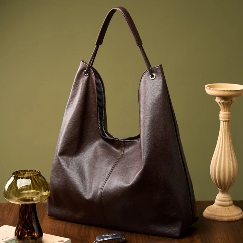 

Hifashion Slouchy Genuine Leather Hobo Shoulder Bags For Women 2025 Luxury Designer Large Shopping Tote
