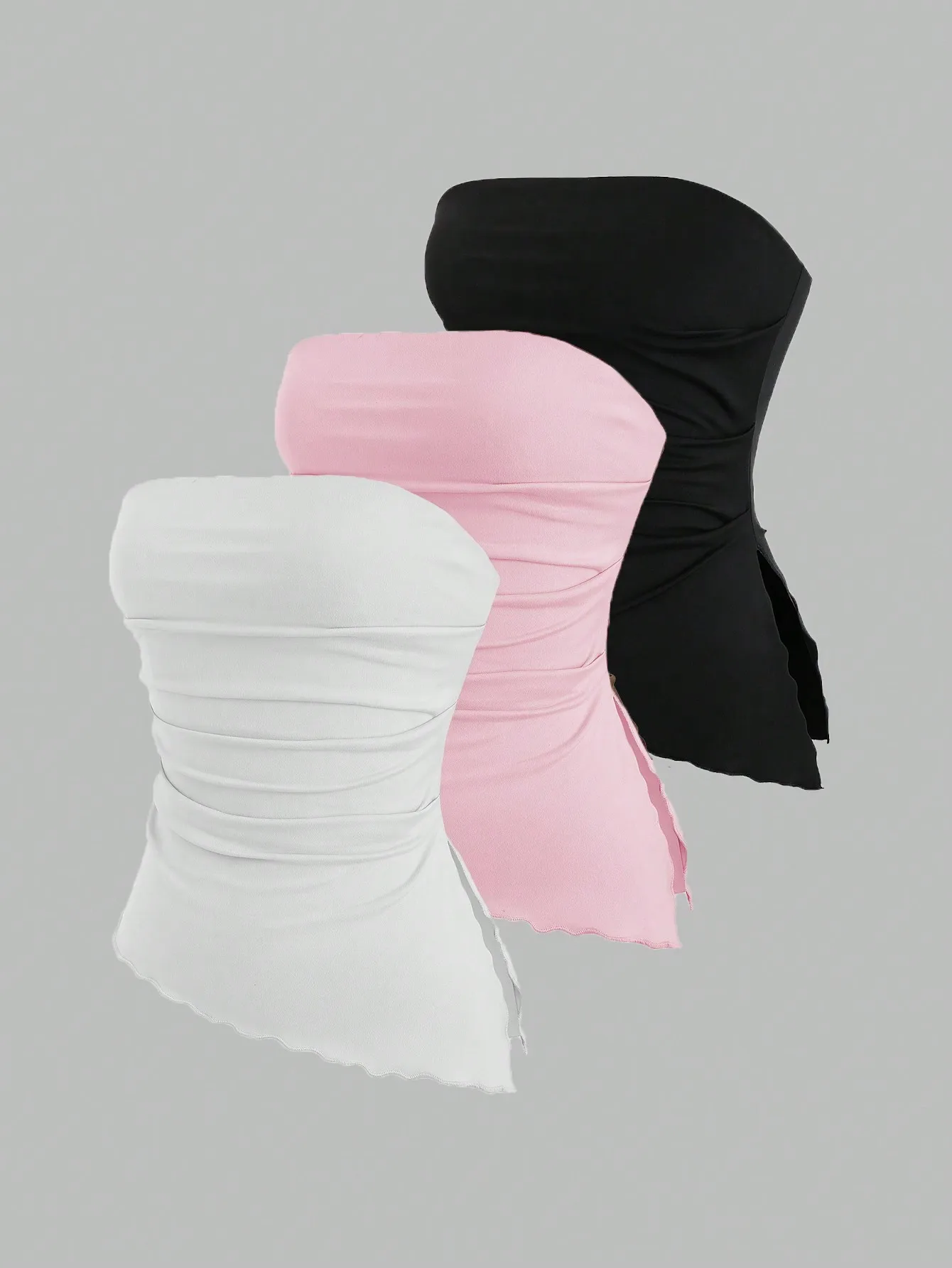 طقم توب نسائي كاجوال بظهر متسابق بلون سادة مكون من ثلاث قطع #3