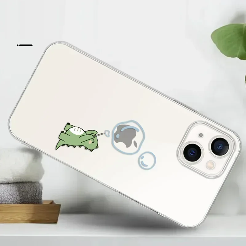 Mignon bulle dinosaure cerise amoureux Couple coque de téléphone pour iPhone 16 15 11 13 12 14 Pro Max Mini XR 8 14 Plus SE paires de sacs de couverture