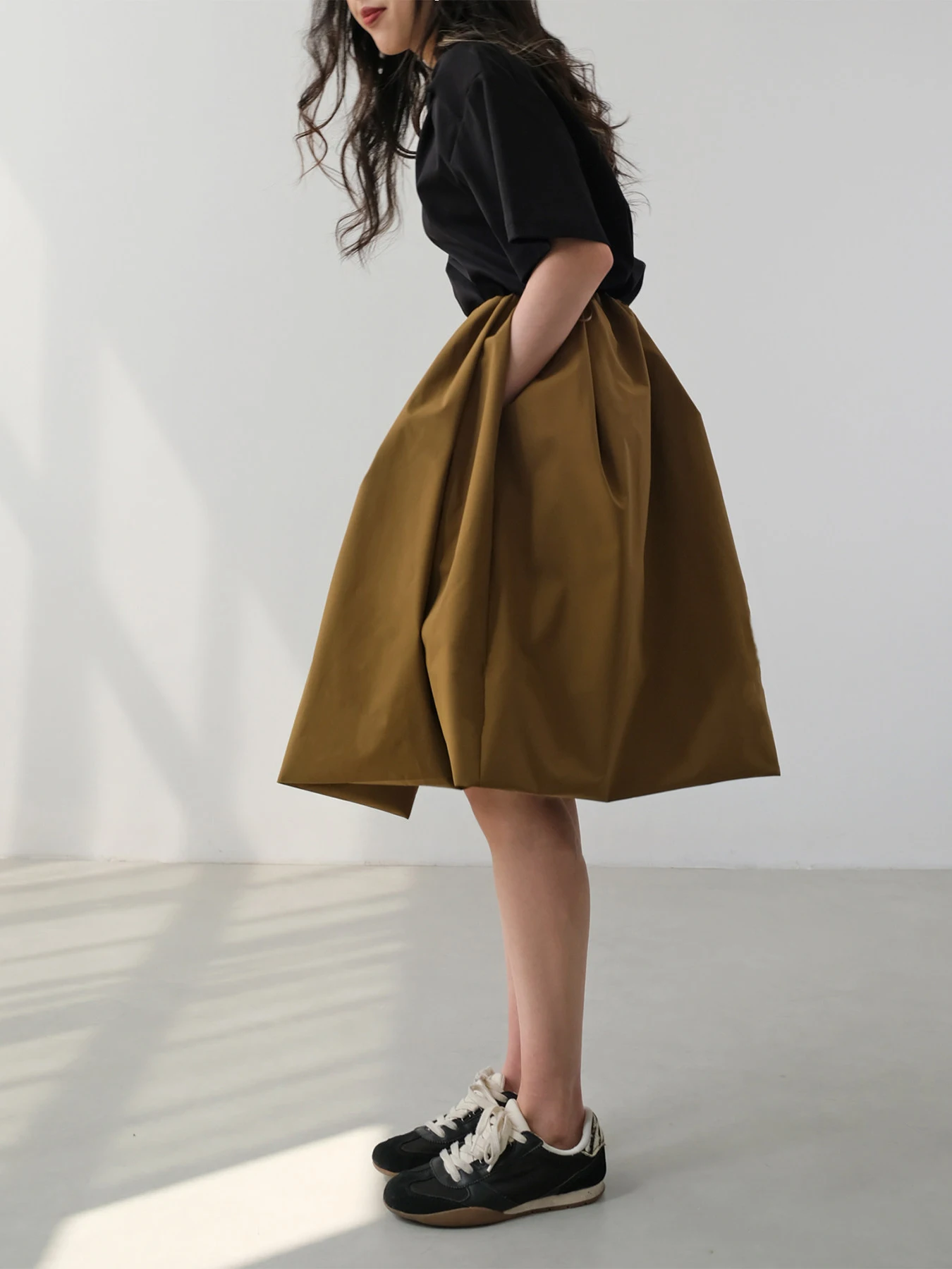 Summer New High Waist A-Line Flower Bud Half Skirt Women's Puffy Three-Dimensional Cutting High-End Feeling Five-Part Midi Skirt
