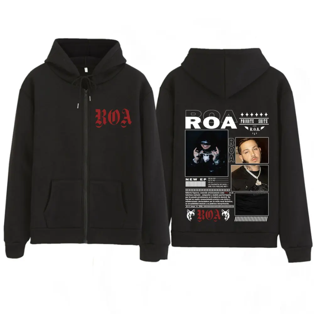 

Худи на молнии с графическим принтом в стиле хип-хоп от Rapper Roa, новая коллекция 2026 года, унисекс, модная толстовка, винтажная свободная куртка на молнии