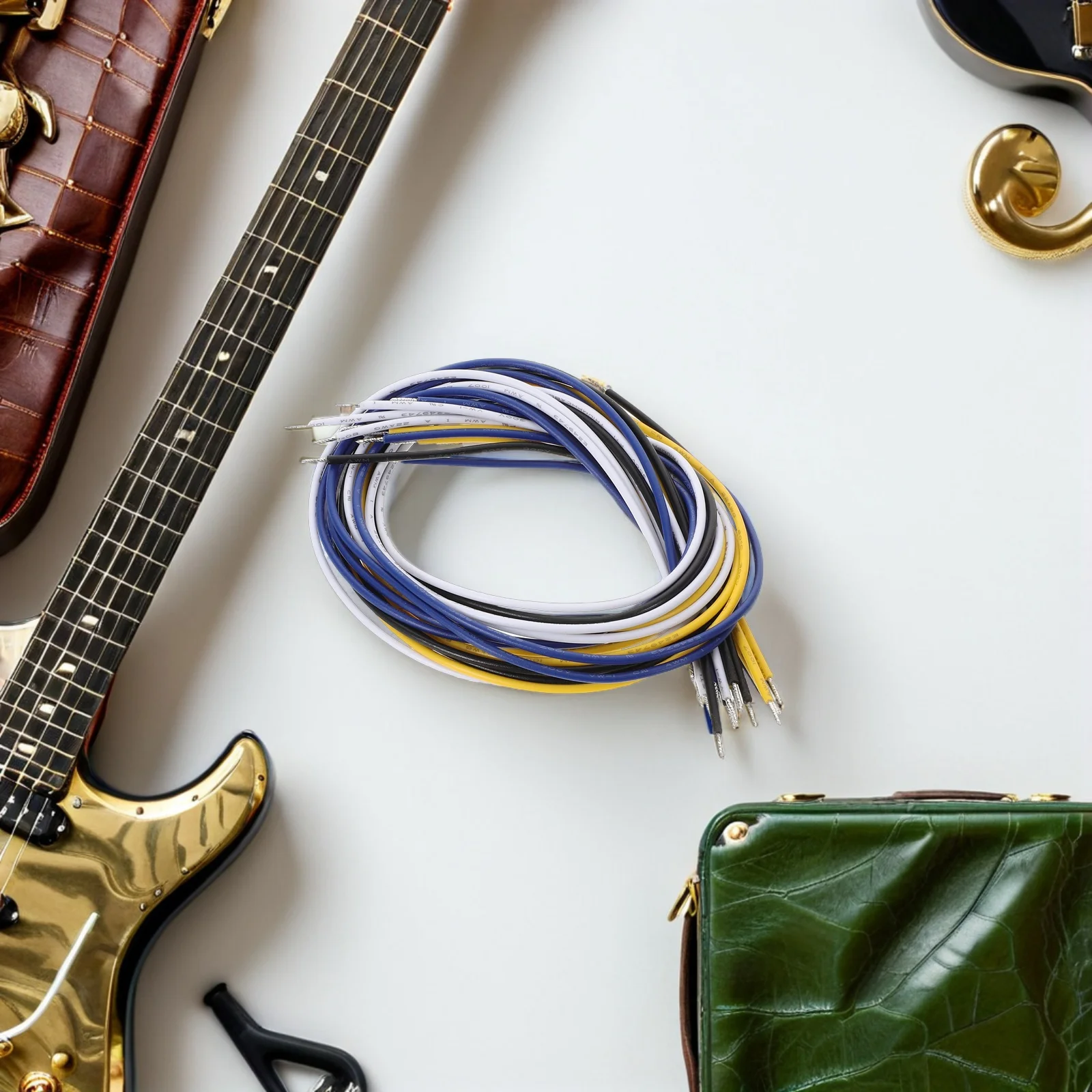 สายไฟสำหรับกีตาร์ 16 ชิ้น สายไฟคุณภาพสูงสำหรับบัดกรี โพเทนชิโอมิเตอร์ ตัวนำไฟฟ้า สายไฟภายในกีตาร์ไฟฟ้า วงจรเบส