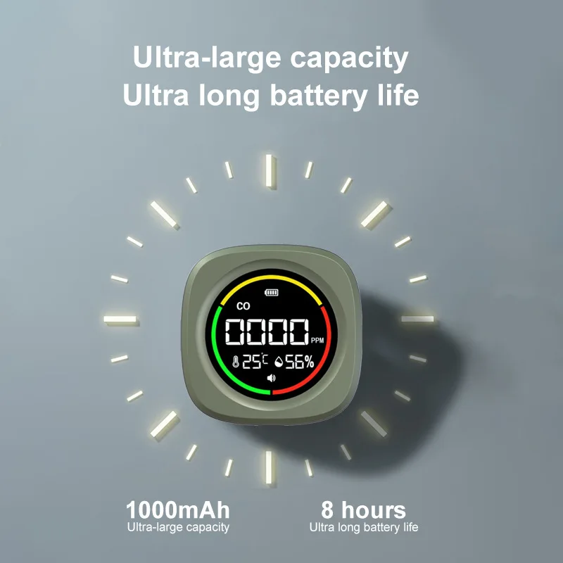 كاشفات أول أكسيد الكربون 3 في 1 التخييم في الهواء الطلق المحمولة CO كشف إنذار درجة الحرارة والرطوبة ميزان الحرارة إنذار الأمن