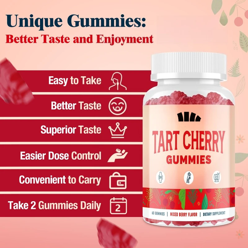 Вишневые жевательные конфеты |   60 жевательных конфет со вкусом вишни — добавка из натурального экстракта вишни |   Чистый, без ГМО, без глютена