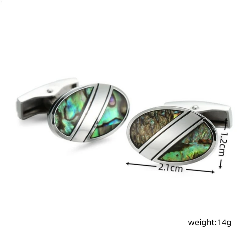 High quality men\'s French shirt cufflinks metal Luxurious oval green shells cuffs buttons business suit accessorie jewelry gift