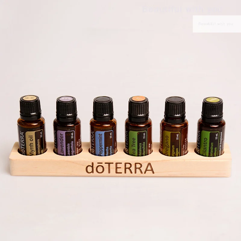 1 Stück ätherisches Öl Holzständer 6 Loch ätherisches Öl Lagerregal glatt für DoTERRA ätherische Öle Parfümflaschenhalter