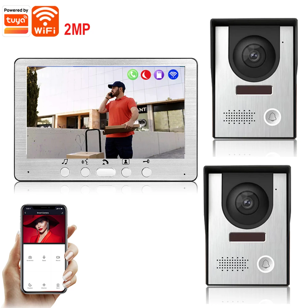 SYSD Home Video Intercom Tuya WIFI Wired Apartment Door Phone with 2 Cameras And 1 Monitor for Secure Remote Visitor Management