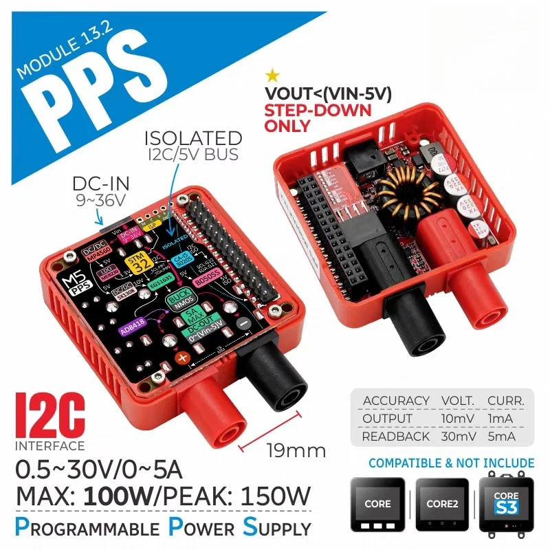 Official M5Stack PPS Module High-Precision Single-Channel Programmable Power Supply Module Suitable for Core Series