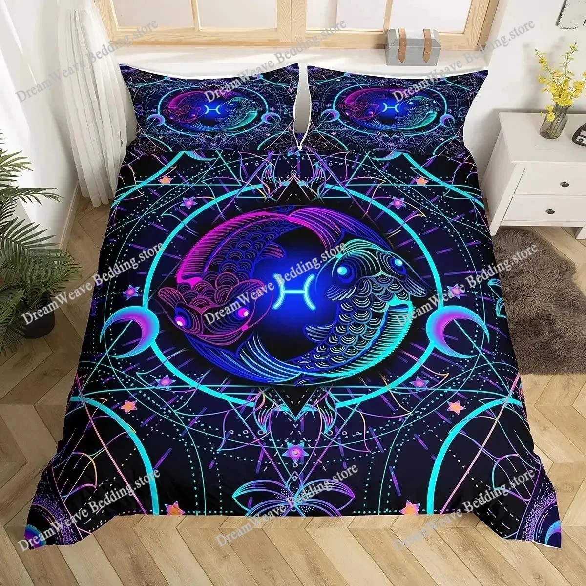 3D Print Constellation Horoscope Bedding Set Duvet Cover Bed Set Quilt Cover Pillowcase Comforter King Queen Size Boys Adult9639