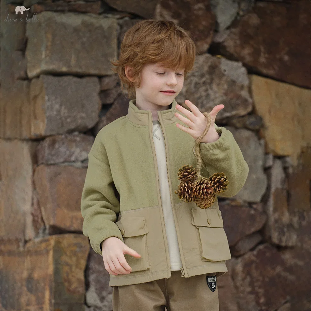 

Dave Bella Children's Fleece Coat Autumn Fashion Casual Boys Baby Long Sleeved Outwear Tops Outdoor Sport Warm DK3253038