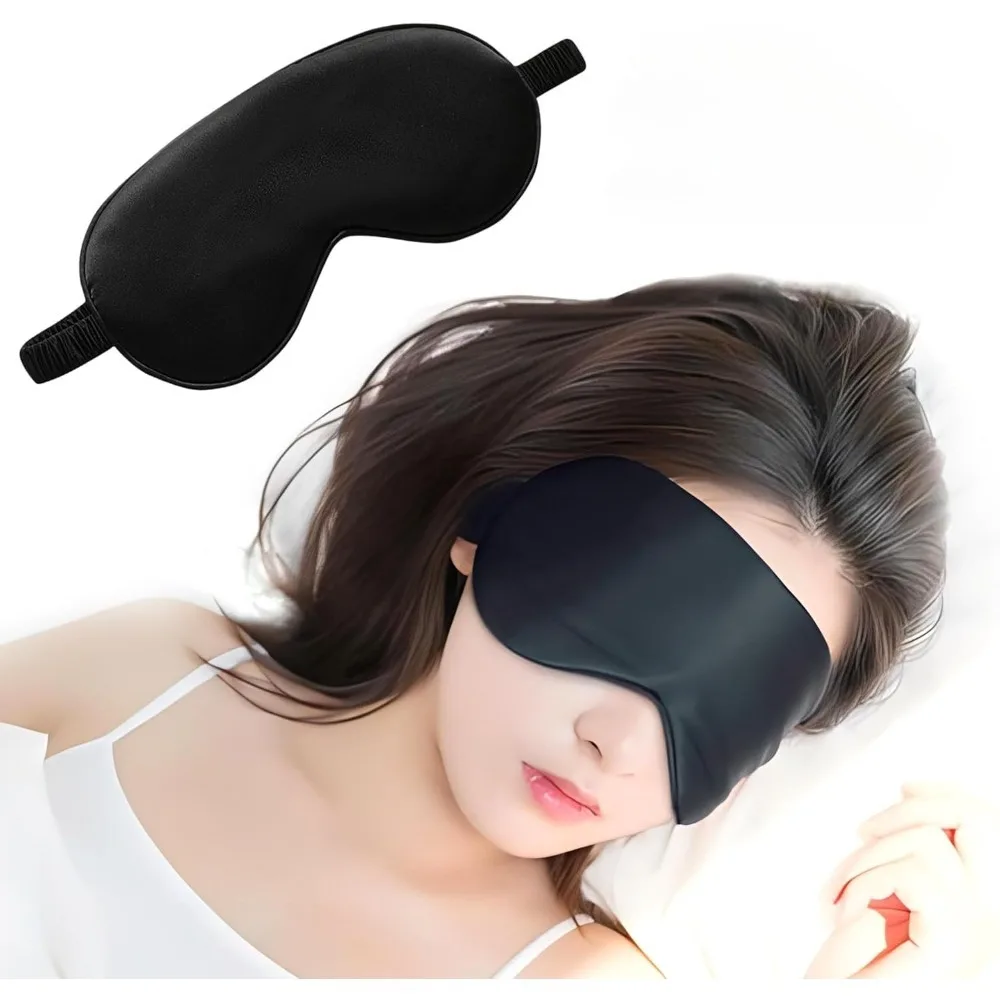 Satin Sleep Eye Mask Blackout Blindfold Soft Comfortable Travel Sleeping Mask Women Men Adjustable Elastic Band Eye Cover