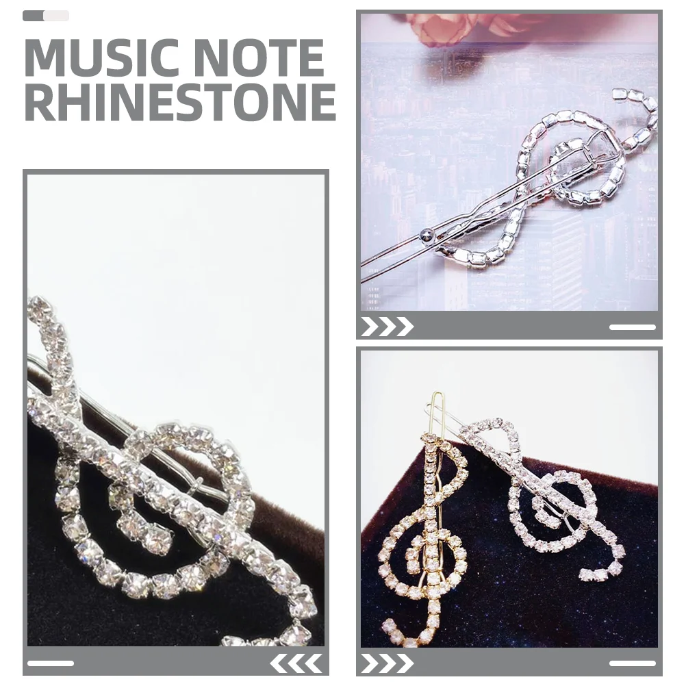 Rhinestone Hair Pins for Women Musical Note Hairpin Girls Accessories Storage Box Vacation Clips