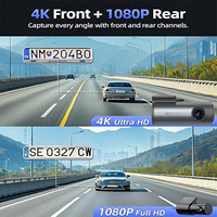 UHD 4K Dash Cam Dual Lens Driving Recorder Car DVR 1080P Rear Lens Camera Built-In WiFi 24-Hour Parking Monitoring Black Box GPS