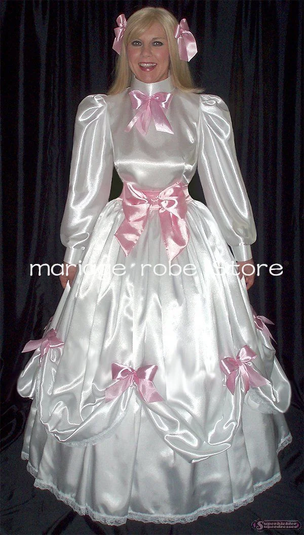 

White Pink Lolita Prom Party Dresses Long Sleeve Bow High Neck Victorian Costume Cosplay Evening Gown Customized Outfit