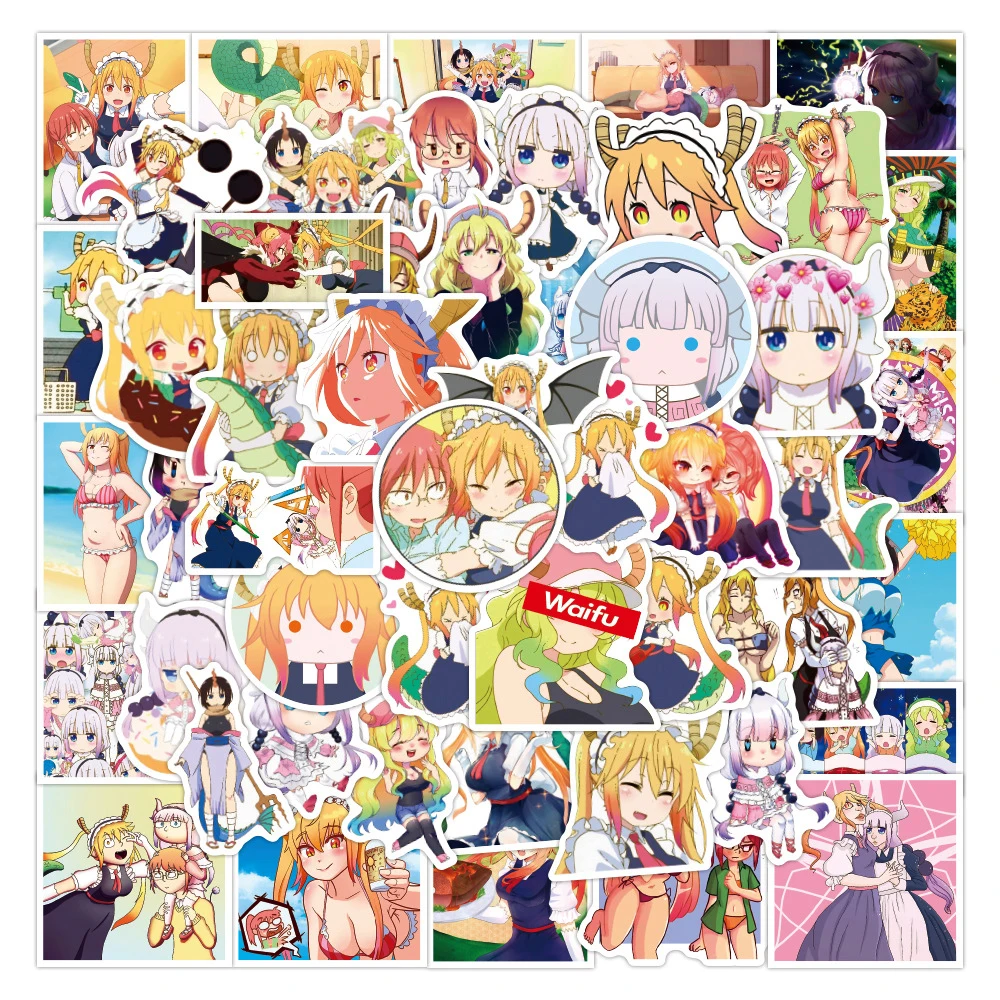 

10/30/50pcs Anime Miss Kobayashi's Dragon Maid Stickers Tohru KannaKamui Cartoon Decals Stationery Phone Laptop Cute Sticker Toy