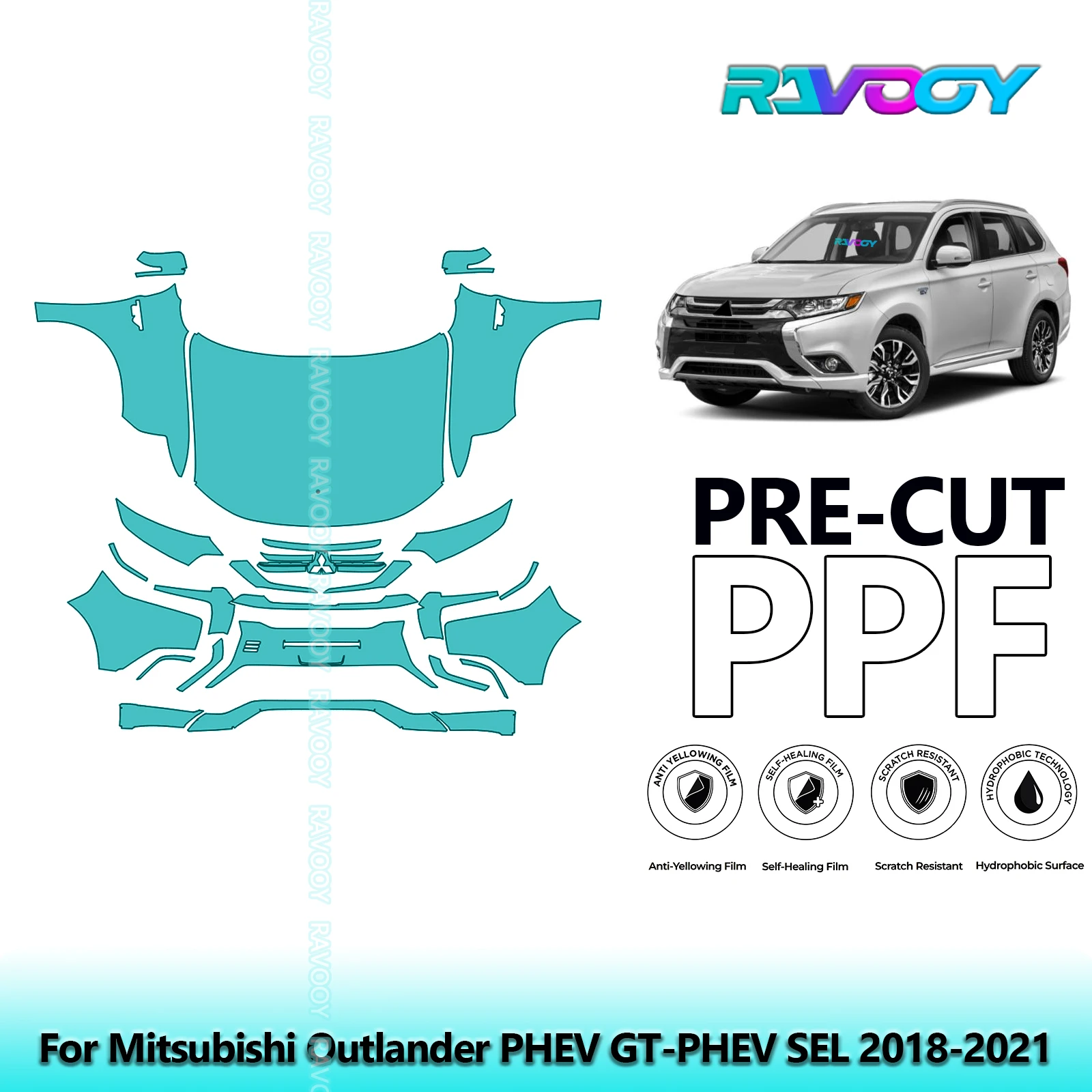 

Car Front Kit Clear Bra Precut PPF Paint Protection Film For Mitsubishi Outlander PHEV GT-PHEV SEL 2018-2021