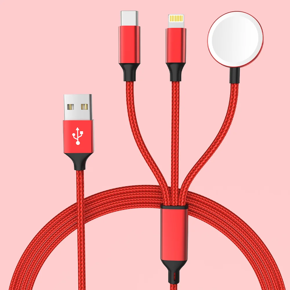 

Кабель для передачи данных USB C 3-в-1 подходит для зарядного устройства Apple Watch с несколькими быстрая зарядками