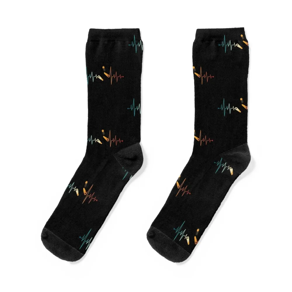 

Pinball Heartbeat Automatic Retro Flipper Vintage Gamer Socks kids Sports hip hop christmas stocking Socks Women Men's