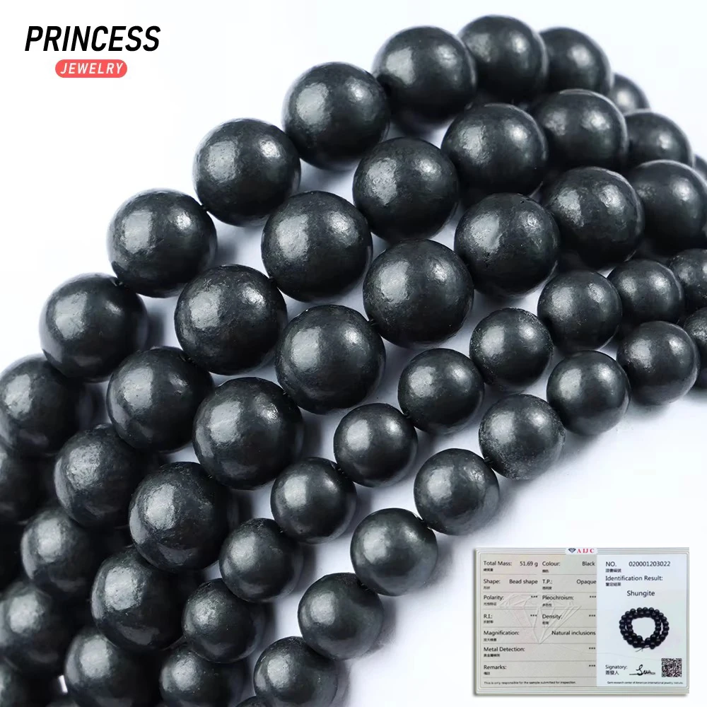 

A++ Natural Matte Russian Shungite 6 8 10mm Loose Gemstone Beads for Jewelry Making Wholesale Crystal Beads DIY Accessories