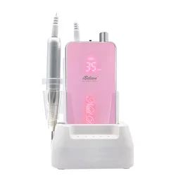 Hot Sale Equipments Professional 35000 rpm Vibration Free Coreless Handpiece Rechargeable Nail Drill Nail Kit With Charging Base