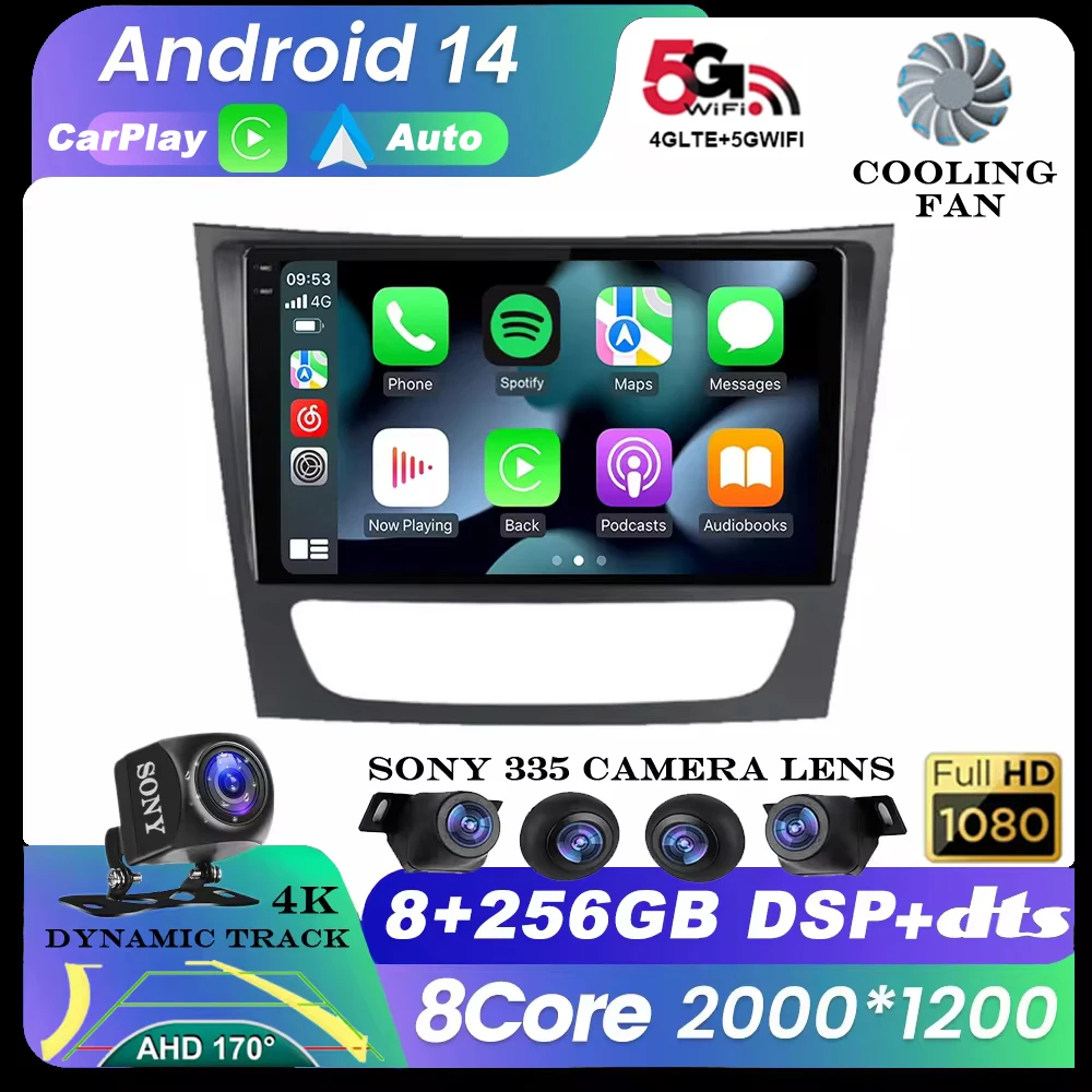 Android 14 Carplay Car Multimedia For Mercedes Benz E-class W211 E200 E220 E300 E350 E240 E270 E280 CLS CLASS W219 2 din Stereo