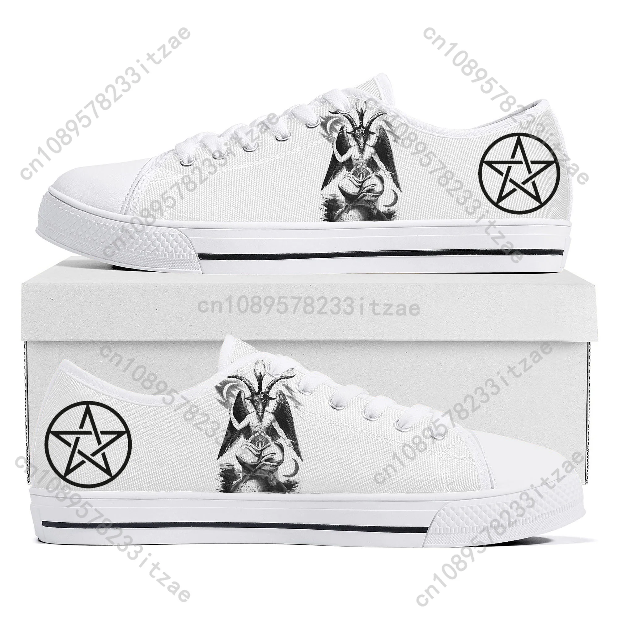 Pentagram Baphomet Satan Satanic Goth Gothic Goat Low Top Sneakers Mens Womens Teenager Canvas Sneaker Casual Customize Shoe