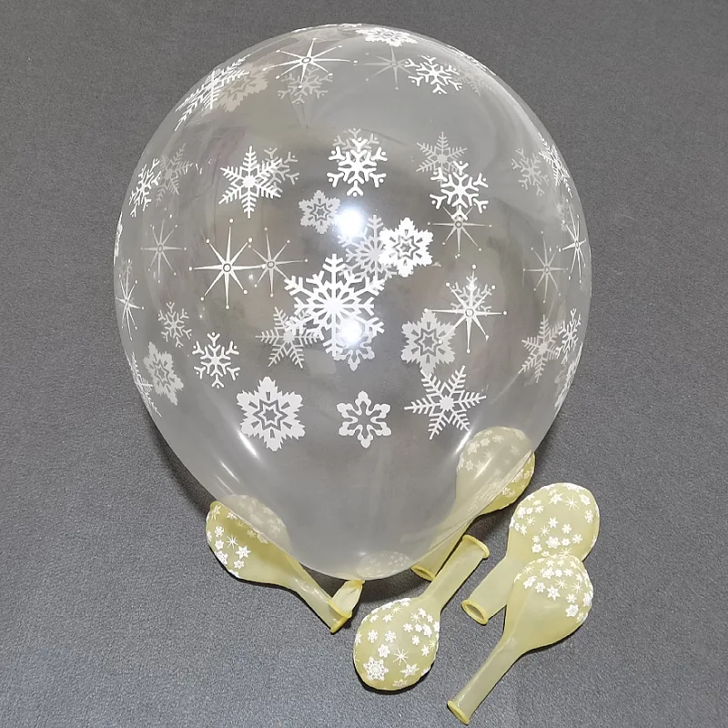 10Pcs Snowflake Birthday Balloons 12inch Snow Frozen Snowflakes Transparent Balloons Birthday Decoration Christmas Party Decor