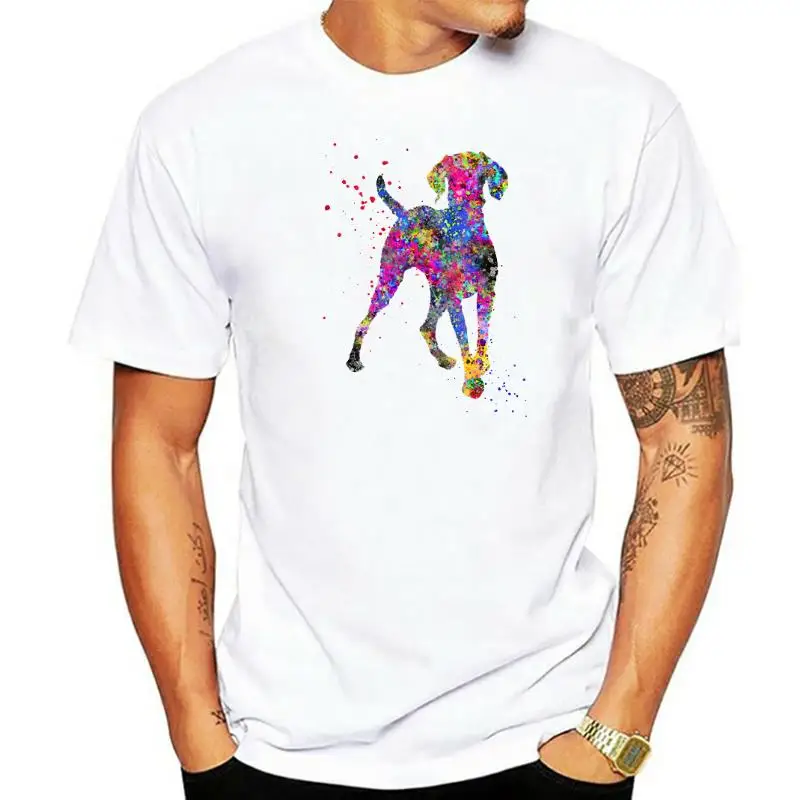 AMEITTE Hipster Magyar Dog Design T-Shirt Summer Men's Watercolor Animal T Shirt Hungarian Vizsla Dog White Tops Man Casual Tees