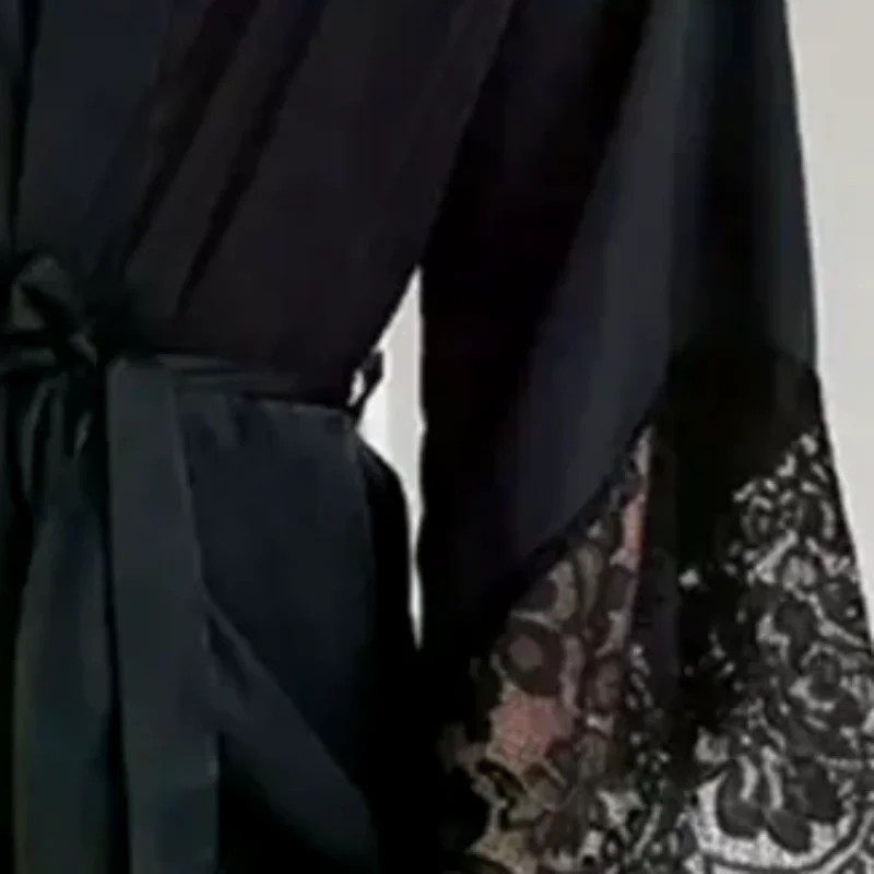 

Бестселлер сексуальный кружевной простой удобный домашний халат с длинными рукавами