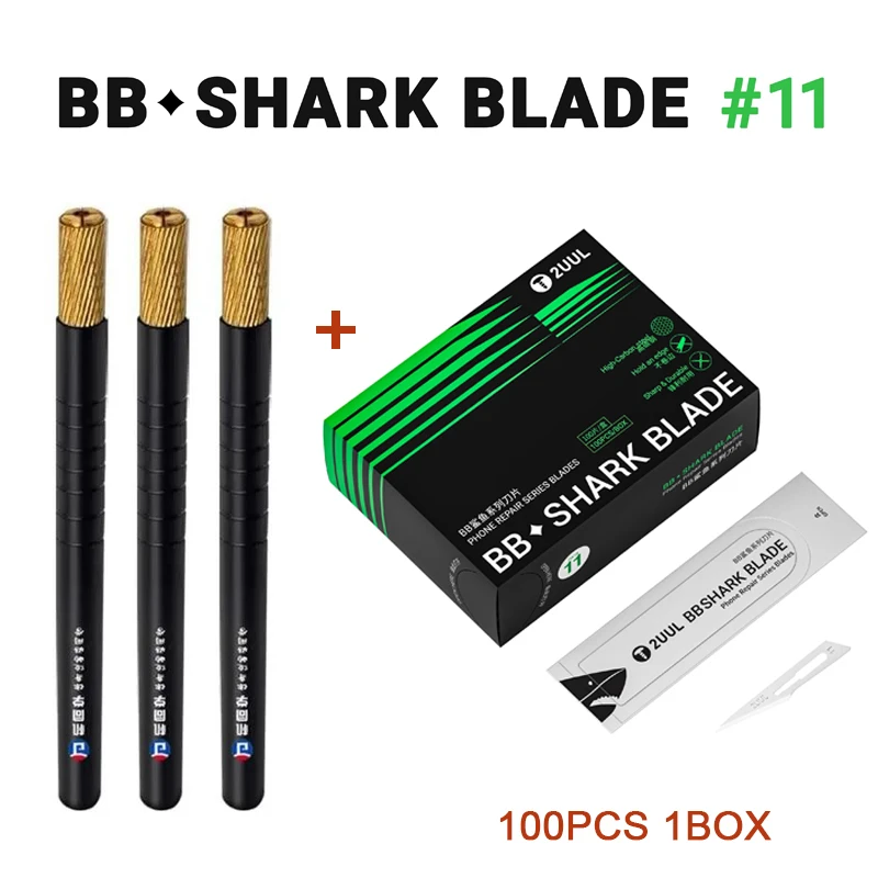 NEW 2UUL DA18 BB Shark 11# Blade 100PCS/Box Mobile Phone Maintenance Non-Slip High-carbon Steel PCB Repair Cutting Knife