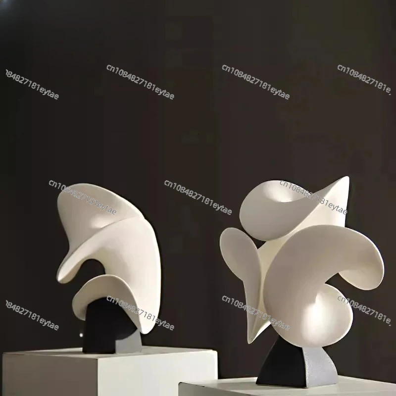 Abstract White Flower Sculpture, Ceramic Art Ornament, Minimalist Desk & Room Decor, Aesthetic Craft