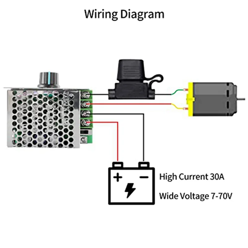 DCモータースピードコントローラー、調整可能なPWMモータースピードレギュレーター、7-70v、30a、12v、24v、36v、48v