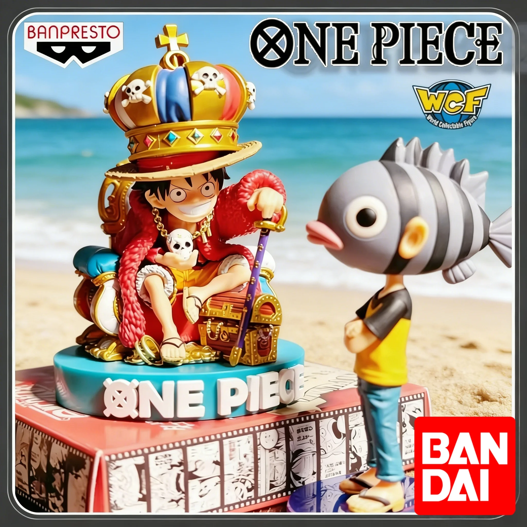 

Bandai Banpresto One Piece WCF Shinjuku Base Shop Limited Figure Luffy Throne Oda Eiichiro Fish Head Anime Collectible PVC State