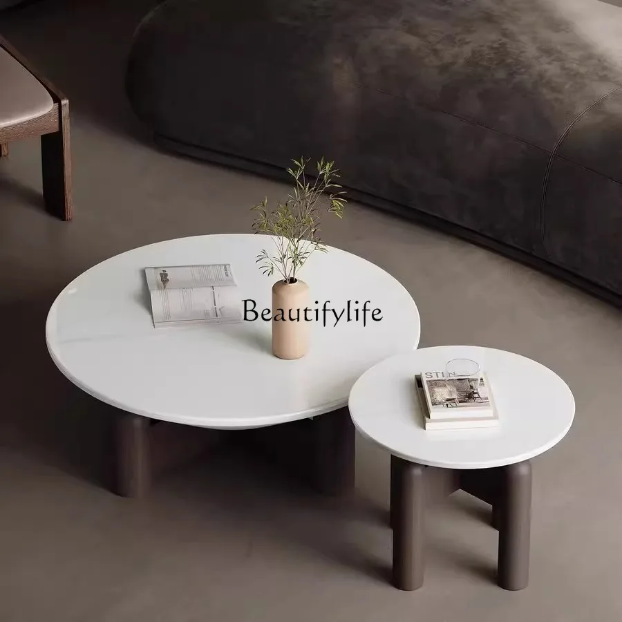 

Medieval solid wood marble coffee table combination