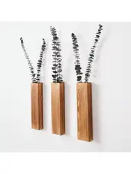 Wall Planters for Indoor Plants Wood Wall Decor Bedroom Living Room Wooden Wall Vases for Dried Flowers And Faux Greenery Plants
