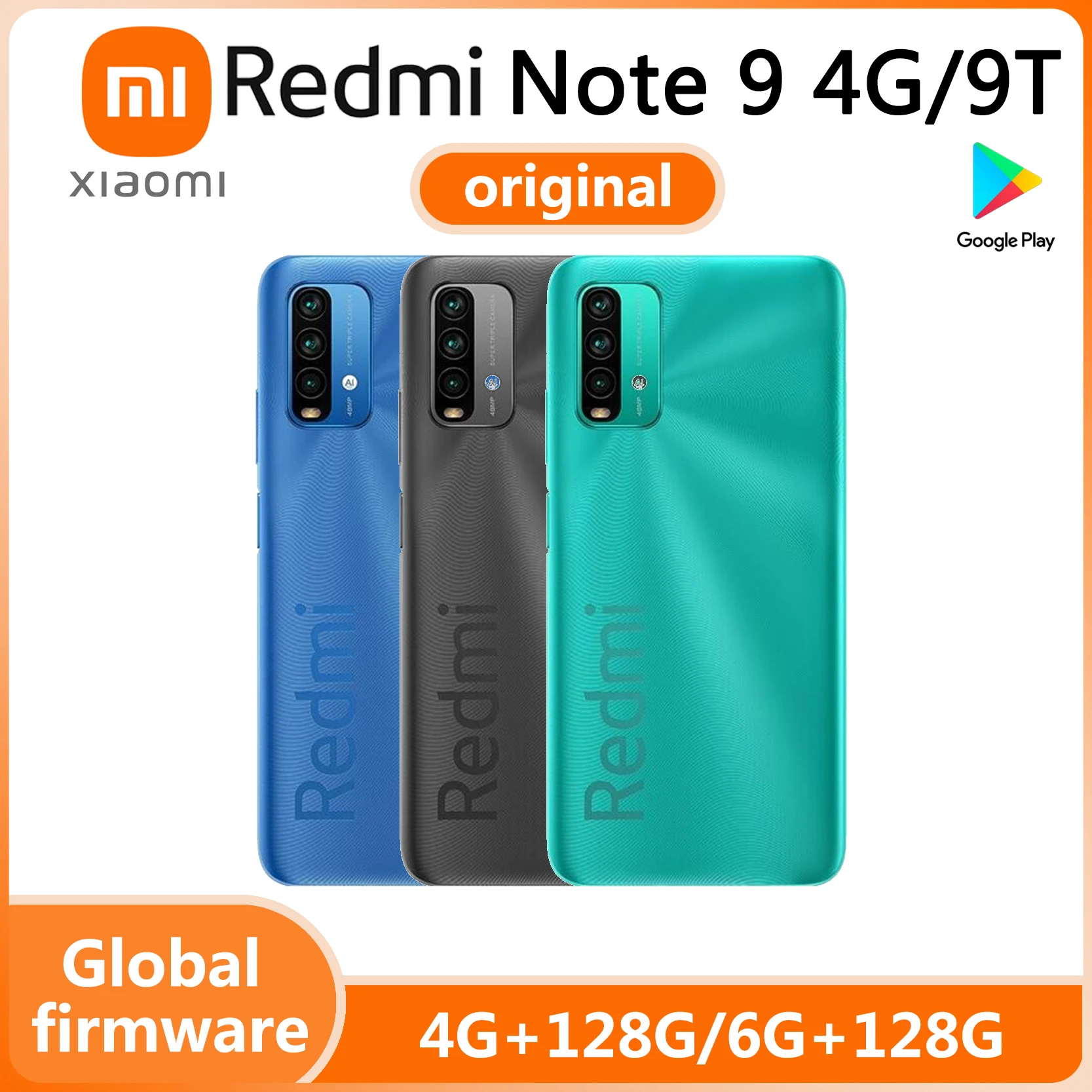 global version Redmi note 9/9t 4G celular Xiaomi 4GB 128GB Snapdragon 662 full netcom 6000mAh Battery