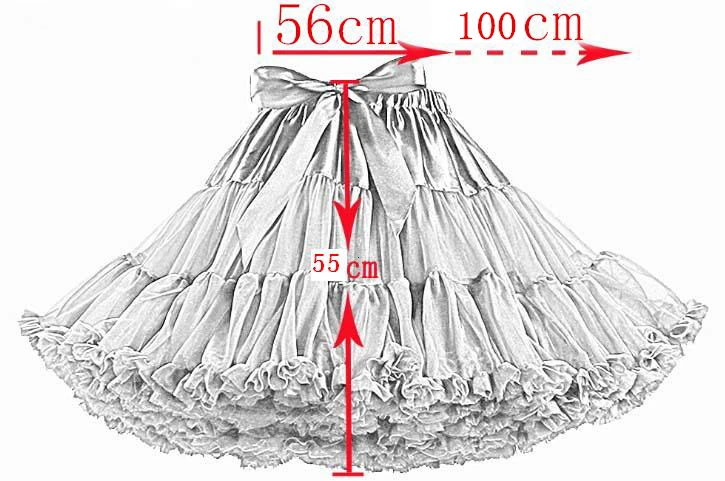 여성용 레이어드 페티코트 투투 퍼피 파티 코스프레 스커트, 탄성 허리 공주 발레 댄스 페티스커트 언더스커트, 길이 55cm